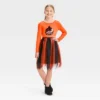 Girls' Long Sleeve Flip Sequin Halloween Dress - Cat & Jack™ Orange