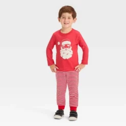Toddler Boys' 2pc Santa Printed Long Sleeve Graphic T-Shirt And Fleece Jogger Pants Set - Cat & Jack™ Red -CAT and JACK Store GUEST 02ebdd59 7474 4e32 9898 7964800b2673