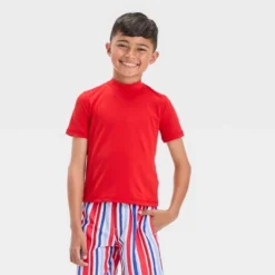 Boys' Solid Rash Guard Top - Cat & Jack™ Red -CAT and JACK Store GUEST 03c61d71 3942 4b8a 96f7 b0255e73ae1f