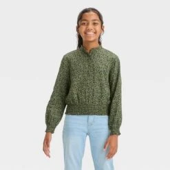 Girls' Long Sleeve Woven Shirt - Cat & Jack™ -CAT and JACK Store GUEST 04730e6a 3e6a 402f bc44 c099adb369ad