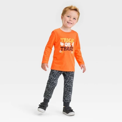 Toddler Boys' Halloween Long Sleeve T- Shirt And Pull-On Pants - Cat & Jack™ Orange 4 Toddler Boys' Halloween Long Sleeve T- Shirt And Pull-On Pants - Cat & Jack™ Orange - Image 2