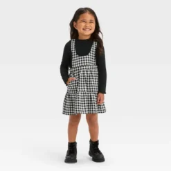 Toddler Girls' Gingham Checkered Skirtall Set - Cat & Jack™ Black -CAT and JACK Store GUEST 087fc7bf ad4a 40a6 8e42 82036eb6ba4e