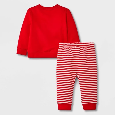 Baby 2pc Santa Fleece Graphic Top & Bottom Set - Cat & Jack™ Red 3 Baby 2pc Santa Fleece Graphic Top & Bottom Set - Cat & Jack™ Red