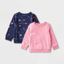 Toddler Girls' 2pk Fleece Pullover Sweatshirt - Cat & Jack™ Pink/Navy Blue -CAT and JACK Store GUEST 0a2be6c2 0cff 4420 a68e 4dbed2dcd113