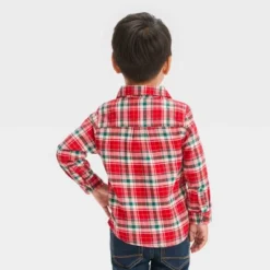 Toddler Boys' Plaid Woven Shirt - Cat & Jack™ Red