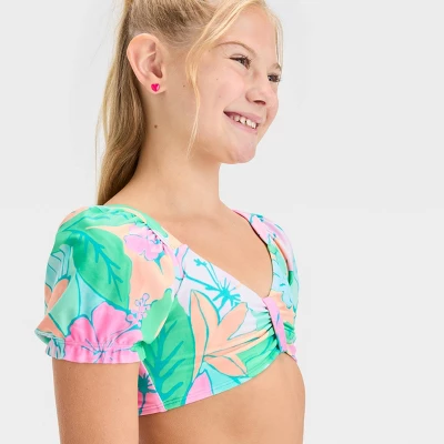 Girls' 'Lovely Luau' Floral Printed Bikini Set - Cat & Jack™ White 3 Girls' 'Lovely Luau' Floral Printed Bikini Set - Cat & Jack™ White