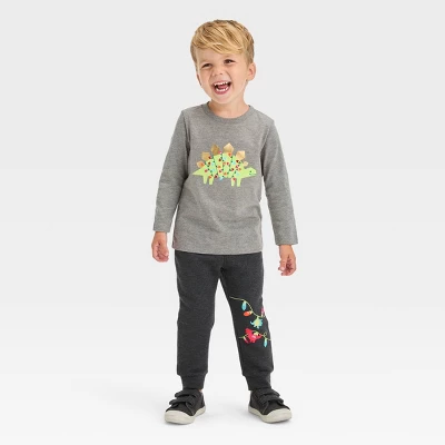 Toddler Boys' 2pc Long Sleeve Graphic T-Shirt And Fleece Jogger Pants Set - Cat & Jack™ Charcoal Gray 5 Toddler Boys' 2pc Long Sleeve Graphic T-Shirt And Fleece Jogger Pants Set - Cat & Jack™ Charcoal Gray - Image 3