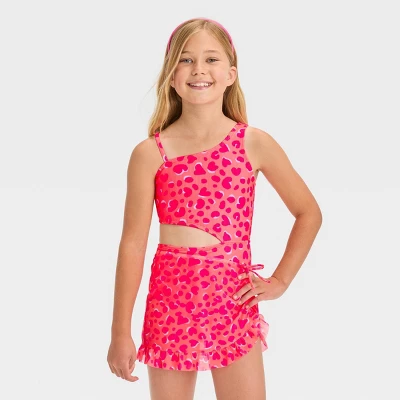 Girls' Leopard Spot Printed One Piece Swimsuit Set - Cat & Jack™ Pink 6 Girls' Leopard Spot Printed One Piece Swimsuit Set - Cat & Jack™ Pink - Image 4
