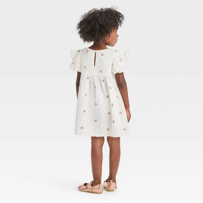 Toddler Girls' Embroidered Dress - Cat & Jack™ Cream 3 Toddler Girls' Embroidered Dress - Cat & Jack™ Cream