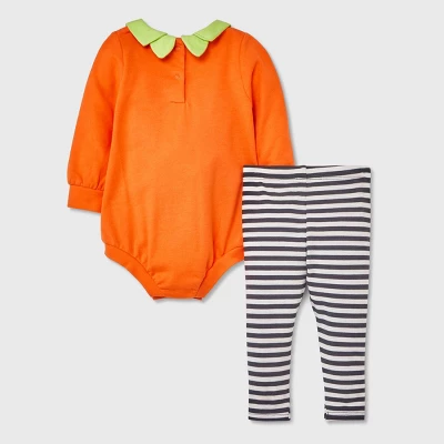 Baby Pumpkin Romper & Bottom Set - Halloween - Cat & Jack™ Orange 3 Baby Pumpkin Romper & Bottom Set - Halloween - Cat & Jack™ Orange