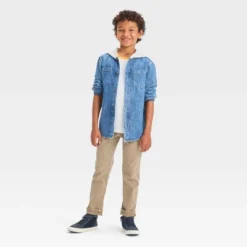 Boys' Long Sleeve Hooded Shacket - Cat & Jack™ Medium Wash -CAT and JACK Store GUEST 15d6bc22 dde8 4956 857c 0ece64968798