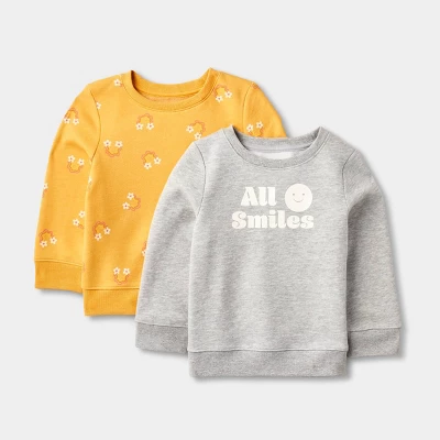 Toddler Girls' 2pk Fleece Pullover Sweatshirt - Cat & Jack™ Heather Gray/Yellow 5 Toddler Girls' 2pk Fleece Pullover Sweatshirt - Cat & Jack™ Heather Gray/Yellow - Image 3