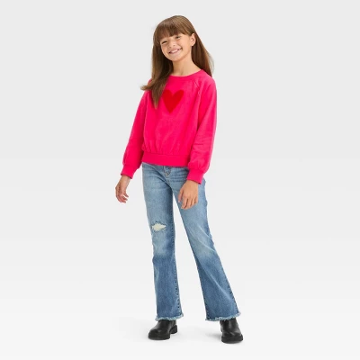 Girls' Crew Neck French Terry Pullover Sweatshirt - Cat & Jack™ 4 Girls' Crew Neck French Terry Pullover Sweatshirt - Cat & Jack™ - Image 2