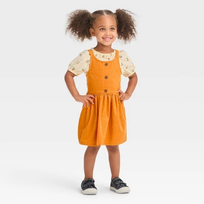 Toddler Girls' Floral Short Sleeve Top & Skirtall Set - Cat & Jack™ Yellow 5 Toddler Girls' Floral Short Sleeve Top & Skirtall Set - Cat & Jack™ Yellow - Image 3