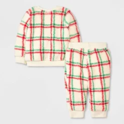 Baby Plaid Faux Shearling Top & Bottom Set - Cat & Jack™ Off-White