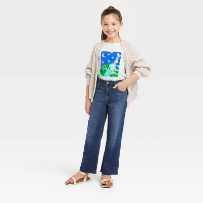 Girls' Mid-Rise Wide Leg Crop Jeans - Cat & Jack™ 4 Girls' Mid-Rise Wide Leg Crop Jeans - Cat & Jack™ - Image 2