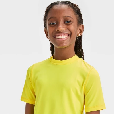 Girls' Solid Rash Guard Swim Top - Cat & Jack™ 3 Girls' Solid Rash Guard Swim Top - Cat & Jack™