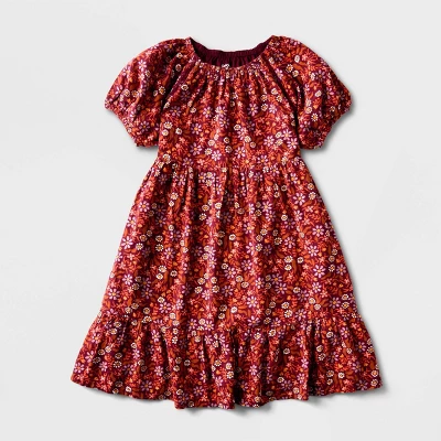 Girls' Adaptive Short Sleeve Woven Dress - Cat & Jack™ Burgundy 6 Girls' Adaptive Short Sleeve Woven Dress - Cat & Jack™ Burgundy - Image 4