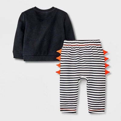 Baby 2pc Milk Monster Long Sleeve Top & Bottom Set - Halloween - Cat & Jack™ Black 3 Baby 2pc Milk Monster Long Sleeve Top & Bottom Set - Halloween - Cat & Jack™ Black