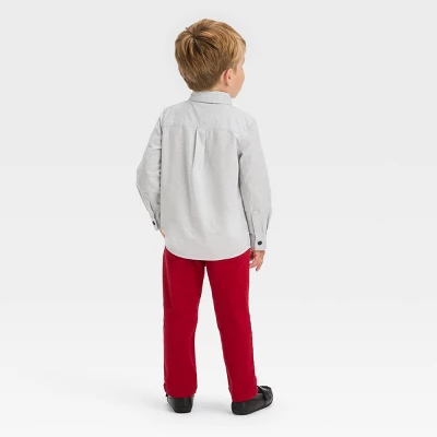 Toddler Boys' Long Sleeve Woven Shirt And Pants Set - Cat & Jack™ Gray 3 Toddler Boys' Long Sleeve Woven Shirt And Pants Set - Cat & Jack™ Gray