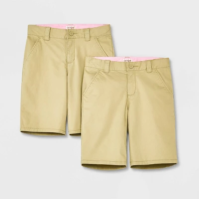 Girls' 2pk Uniform Chino Shorts - Cat & Jack™ Khaki 5 Girls' 2pk Uniform Chino Shorts - Cat & Jack™ Khaki - Image 3