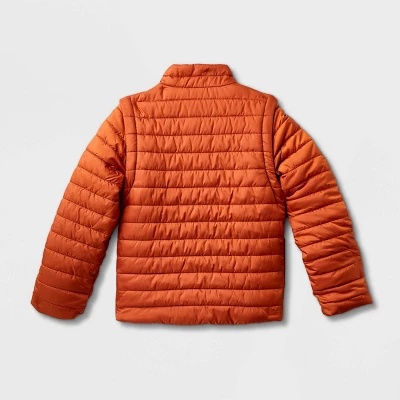 Kids' Adaptive Puffer Jacket - Cat & Jack™ Orange 3 Kids' Adaptive Puffer Jacket - Cat & Jack™ Orange