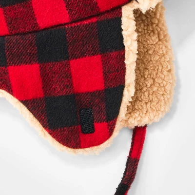 Toddler Boys' Plaid Trapper Hat - Cat & Jack™ Red 4 Toddler Boys' Plaid Trapper Hat - Cat & Jack™ Red - Image 2