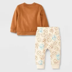 Baby 2pc Cookie Fleece Graphic Top & Bottom Set - Cat & Jack™ Brown