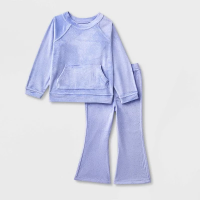 Toddler Girls' 2pc Adaptive Sparkle Velour Set - Cat & Jack™ Periwinkle 6 Toddler Girls' 2pc Adaptive Sparkle Velour Set - Cat & Jack™ Periwinkle - Image 4