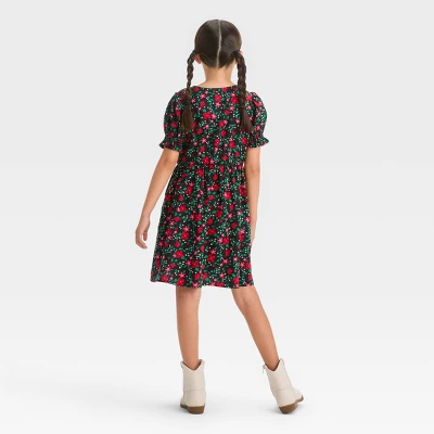 Girls' Short Sleeve Woven Dress - Cat & Jack™ 3 Girls' Short Sleeve Woven Dress - Cat & Jack™