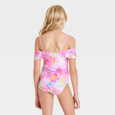 Girls' Flower Daydream One Piece Swimsuit - Cat & Jack™️ 4 Girls' Flower Daydream One Piece Swimsuit - Cat & Jack™️ - Image 2