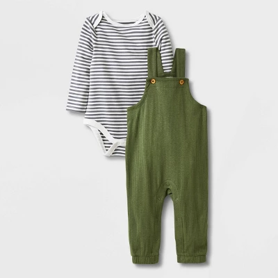 Baby 2pc Long Sleeve Bodysuit & Overalls Set - Cat & Jack™ Olive Green 6 Baby 2pc Long Sleeve Bodysuit & Overalls Set - Cat & Jack™ Olive Green - Image 4