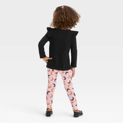 Toddler Girls' Moon 'Glow In The Dark' Long Sleeve Top & Leggings Set - Cat & Jack™ Black 3 Toddler Girls' Moon 'Glow In The Dark' Long Sleeve Top & Leggings Set - Cat & Jack™ Black