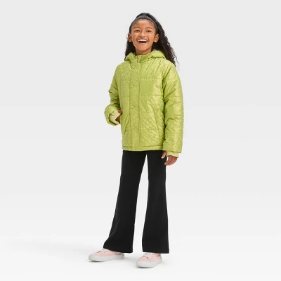 Kids' Solid Puffer Jacket - Cat & Jack™ Green 4 Kids' Solid Puffer Jacket - Cat & Jack™ Green - Image 2