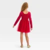Girls' Long Sleeve Velour Tulle Dress - Cat & Jack™