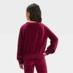 Girls' Crew Neck Velour Pullover Sweatshirt - Cat & Jack™
