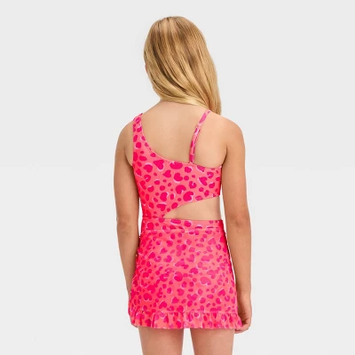 Girls' Leopard Spot Printed One Piece Swimsuit Set - Cat & Jack™ Pink 5 Girls' Leopard Spot Printed One Piece Swimsuit Set - Cat & Jack™ Pink - Image 3