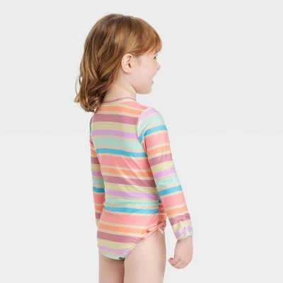 Toddler Girls' One Piece Rash Guard - Cat & Jack™ Off-White 4 Toddler Girls' One Piece Rash Guard - Cat & Jack™ Off-White - Image 2