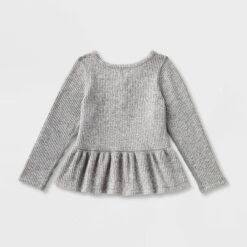 Toddler Girls' Adaptive Long Sleeve Henley Peplum Shirt - Cat & Jack⢠Heather Gray