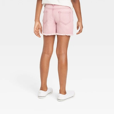 Girls' Mid-Rise Cut-Off Jean Shorts - Cat & Jack™ Pink 3 Girls' Mid-Rise Cut-Off Jean Shorts - Cat & Jack™ Pink