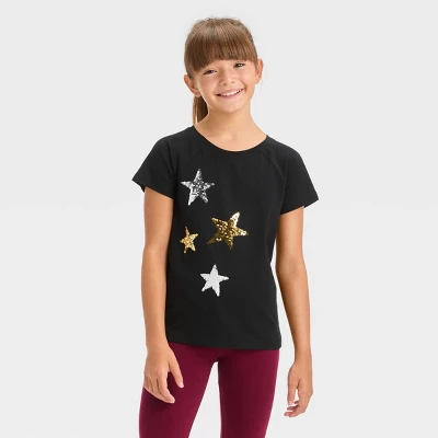 Girls' Short Sleeve Flip Sequin T-Shirt - Cat & Jack™ 3 Girls' Short Sleeve Flip Sequin T-Shirt - Cat & Jack™