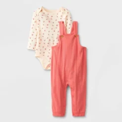 Baby Girls' 2pc Long Sleeve Bodysuit & Overalls Set - Cat & Jack™ Peach Orange -CAT and JACK Store GUEST 3e10af46 f902 4777 b29b fae74d8a87d2