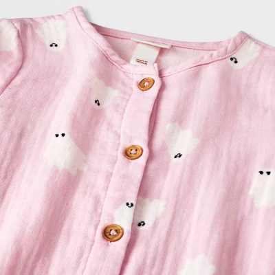 Baby Girls' Ghost Gauze Long Sleeve Romper - Halloween - Cat & Jack™ Light Pink 4 Baby Girls' Ghost Gauze Long Sleeve Romper - Halloween - Cat & Jack™ Light Pink - Image 2