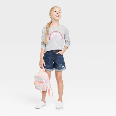 Girls' Embroidered Midi Jean Shorts - Cat & Jack™ Dark Wash 4 Girls' Embroidered Midi Jean Shorts - Cat & Jack™ Dark Wash - Image 2