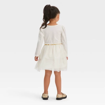 Toddler Girls' Deer Tulle Dress - Cat & Jack™ Cream 3 Toddler Girls' Deer Tulle Dress - Cat & Jack™ Cream