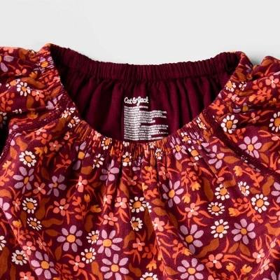 Girls' Adaptive Short Sleeve Woven Dress - Cat & Jack™ Burgundy 4 Girls' Adaptive Short Sleeve Woven Dress - Cat & Jack™ Burgundy - Image 2