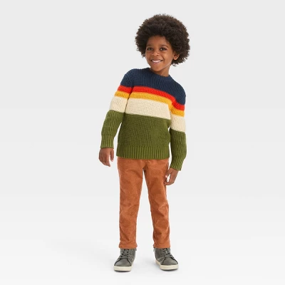 Toddler Boys' Colorblock Sweater - Cat & Jack™ Olive Green/Navy Blue/Orange 4 Toddler Boys' Colorblock Sweater - Cat & Jack™ Olive Green/Navy Blue/Orange - Image 2