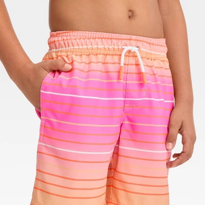 Boys' Striped Swim Shorts - Cat & Jack™ Orange 3 Boys' Striped Swim Shorts - Cat & Jack™ Orange