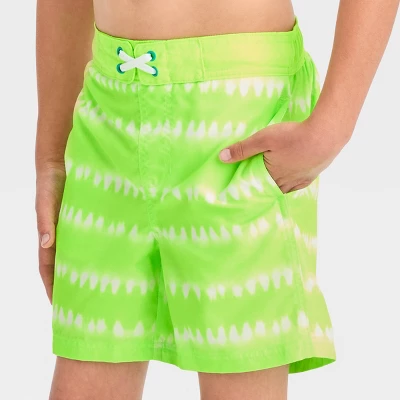Boys' Striped Swim Shorts - Cat & Jack™ Lime Green 3 Boys' Striped Swim Shorts - Cat & Jack™ Lime Green