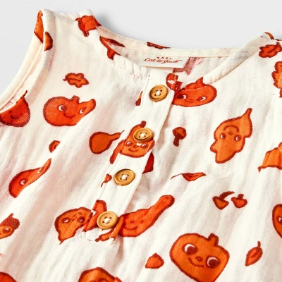 Baby Autumn Gauze Short Sleeve Romper - Cat & Jack™ Cream 4 Baby Autumn Gauze Short Sleeve Romper - Cat & Jack™ Cream - Image 2